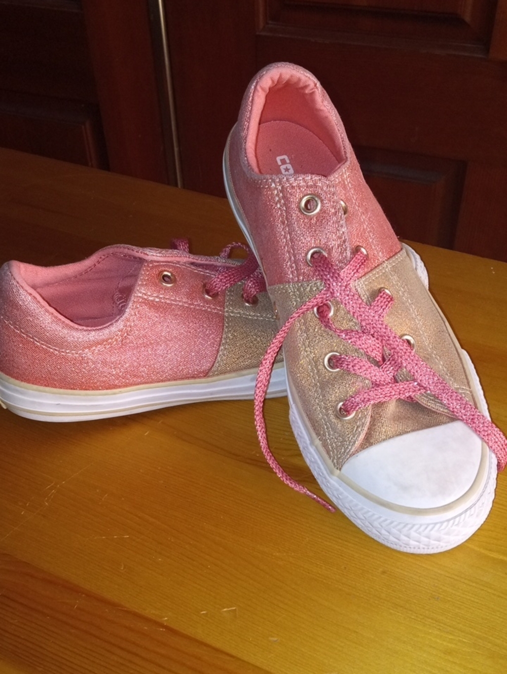 Converse Girls Metallic Pink Lace-Up Sneakers